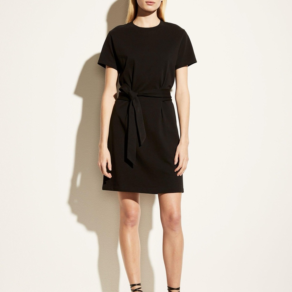 Vince black tie-front t-shirt dress. Medium. Like new.